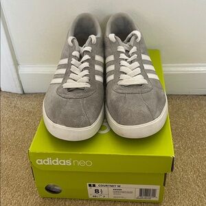 Adidas Neo Courtset Gray and White suede Sneakers